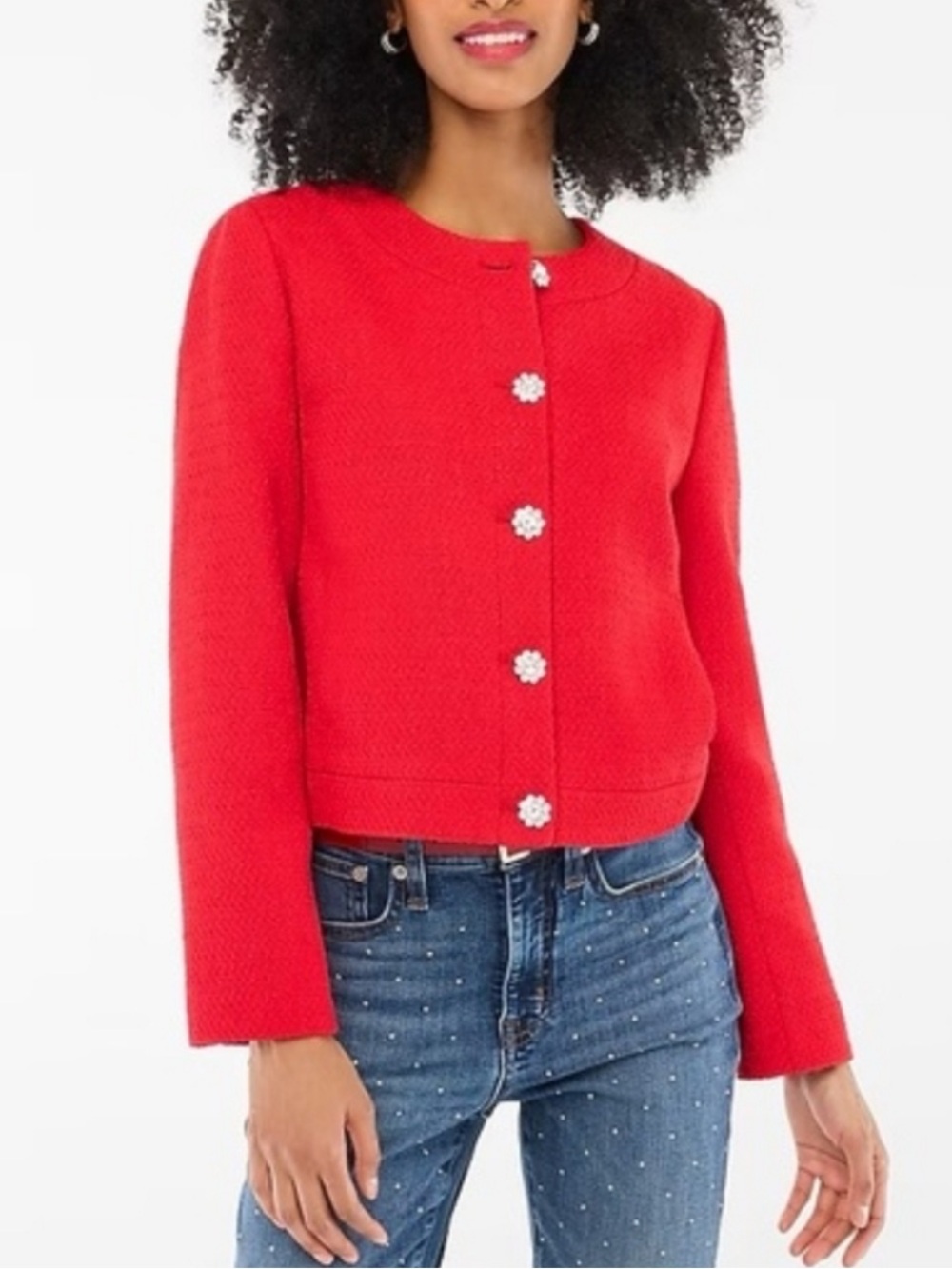 NWT J. Crew Lady Jacket with Rhinestone Buttons Size 16